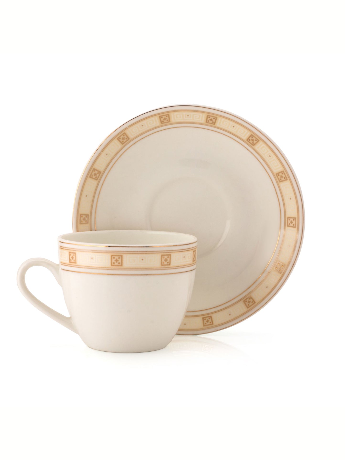 Cream Regal Cup & Saucer, 170 ml, Set of 12 (6 Cups + 6 Saucers) (R103)