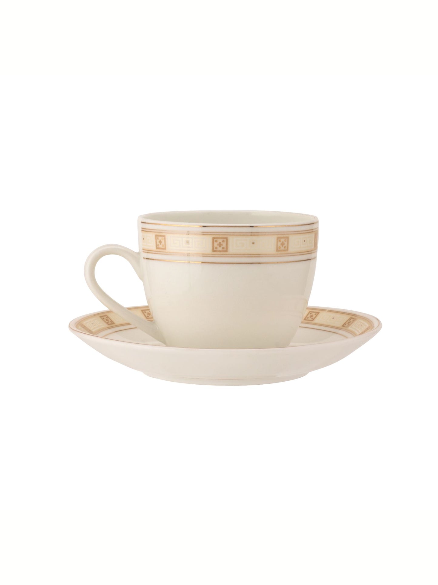 Cream Regal Cup & Saucer, 170 ml, Set of 12 (6 Cups + 6 Saucers) (R103)