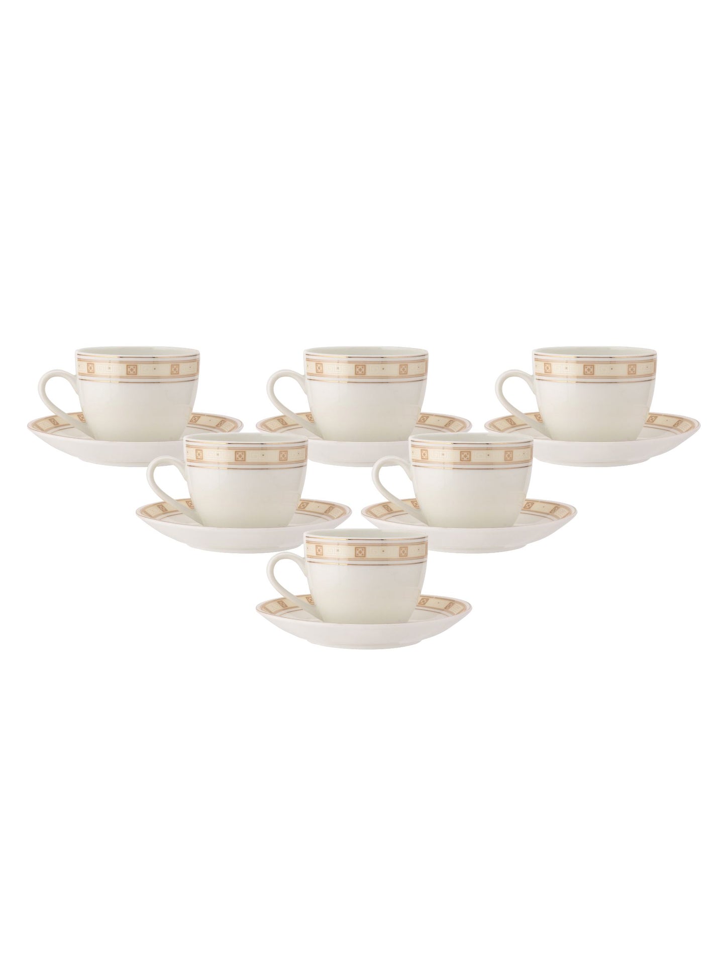 Cream Regal Cup & Saucer, 170 ml, Set of 12 (6 Cups + 6 Saucers) (R103)