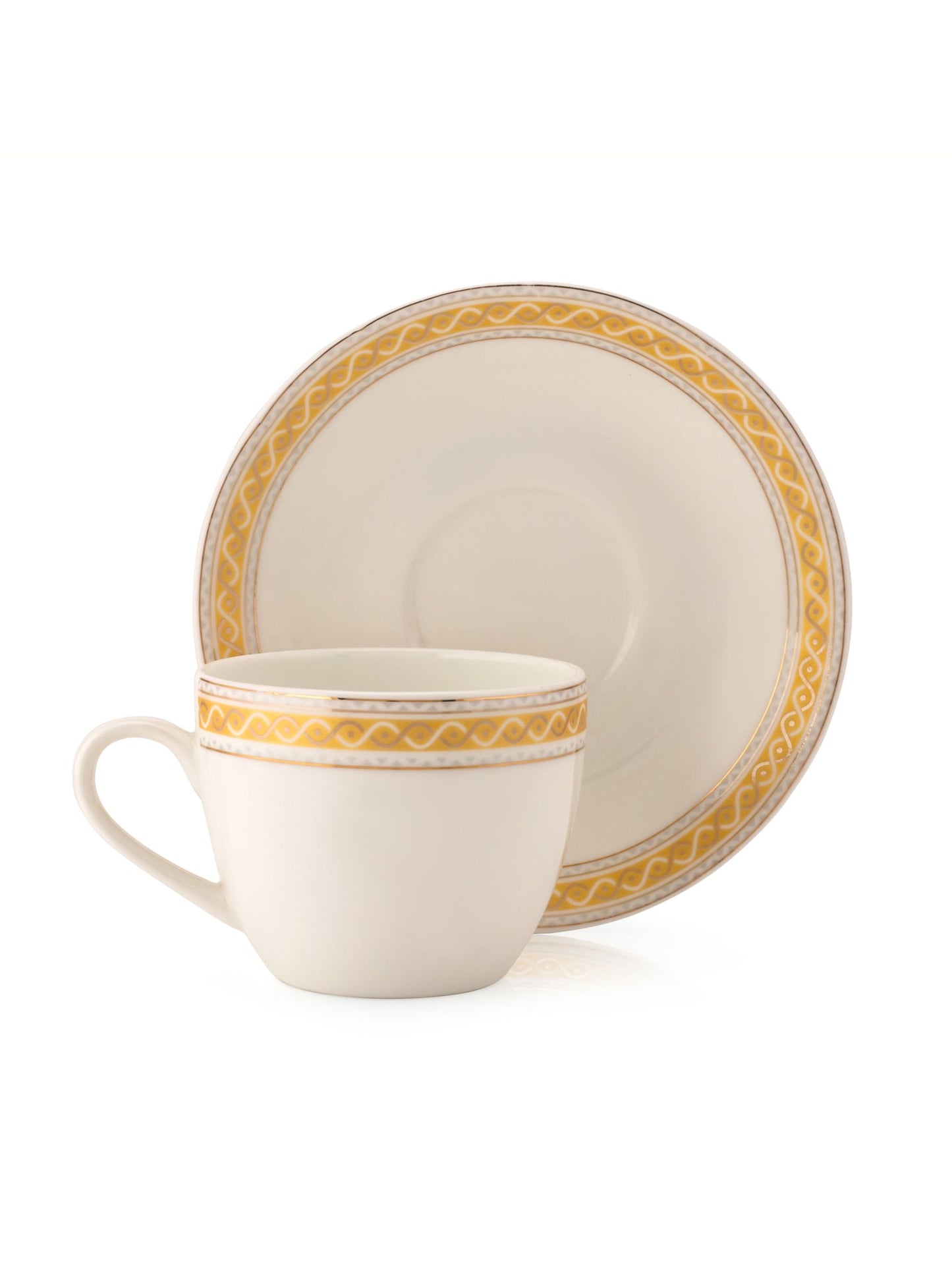 Cream Regal Cup & Saucer, 170 ml, Set of 12 (6 Cups + 6 Saucers) (R102)