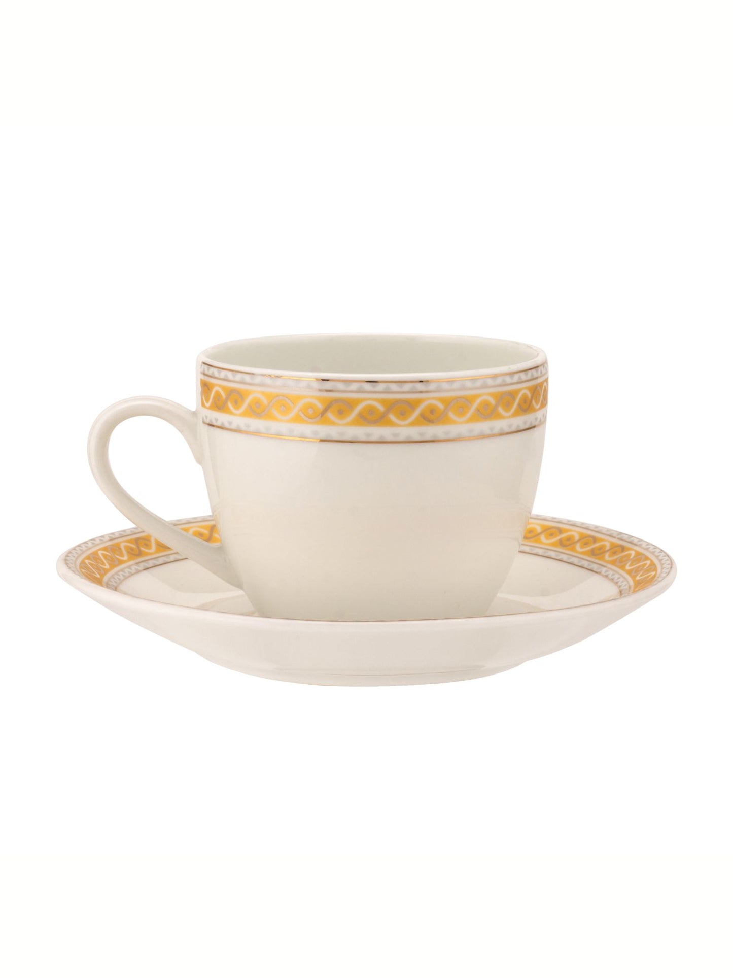 Cream Regal Cup & Saucer, 170 ml, Set of 12 (6 Cups + 6 Saucers) (R102)