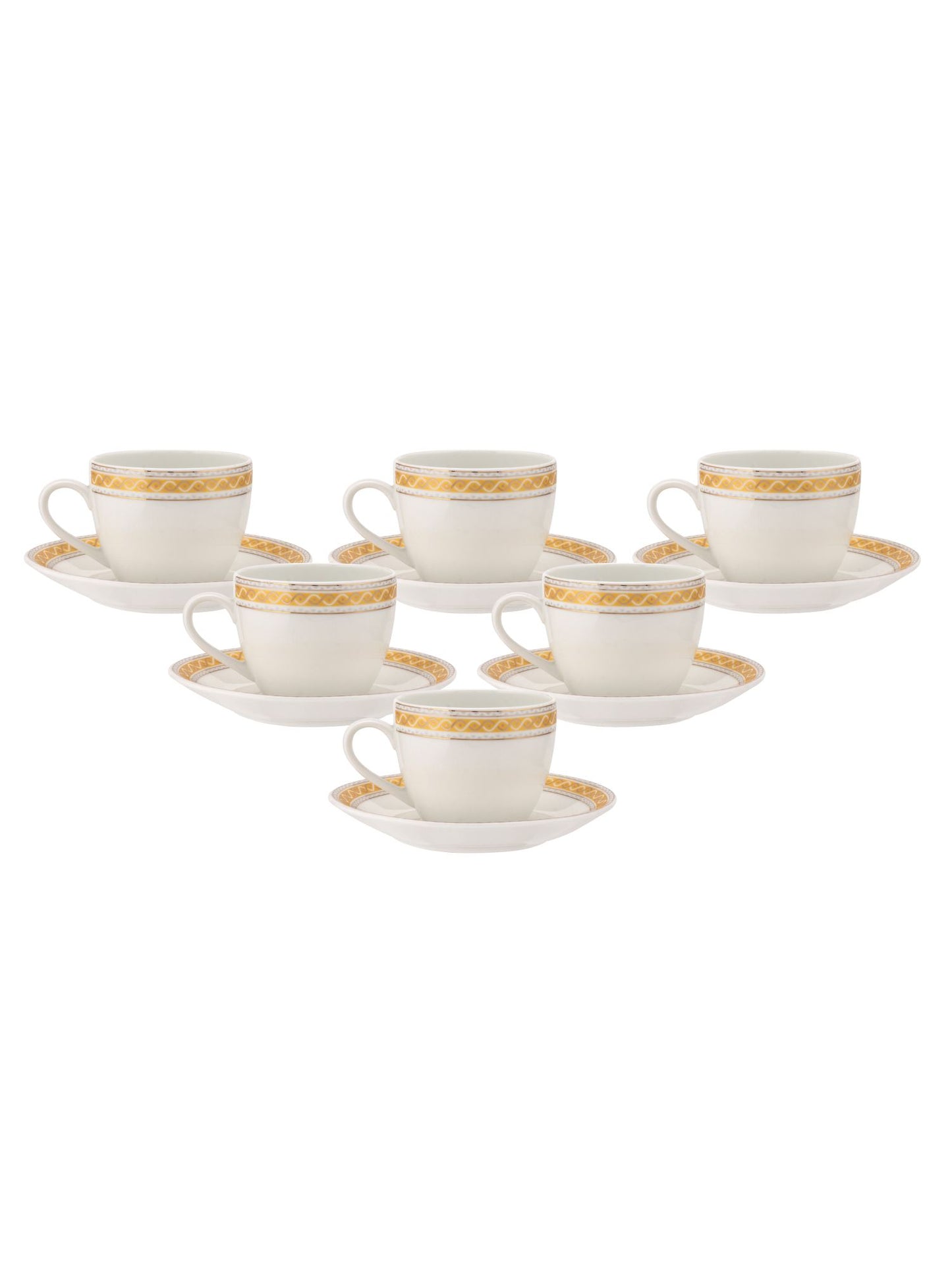 Cream Regal Cup & Saucer, 170 ml, Set of 12 (6 Cups + 6 Saucers) (R102)