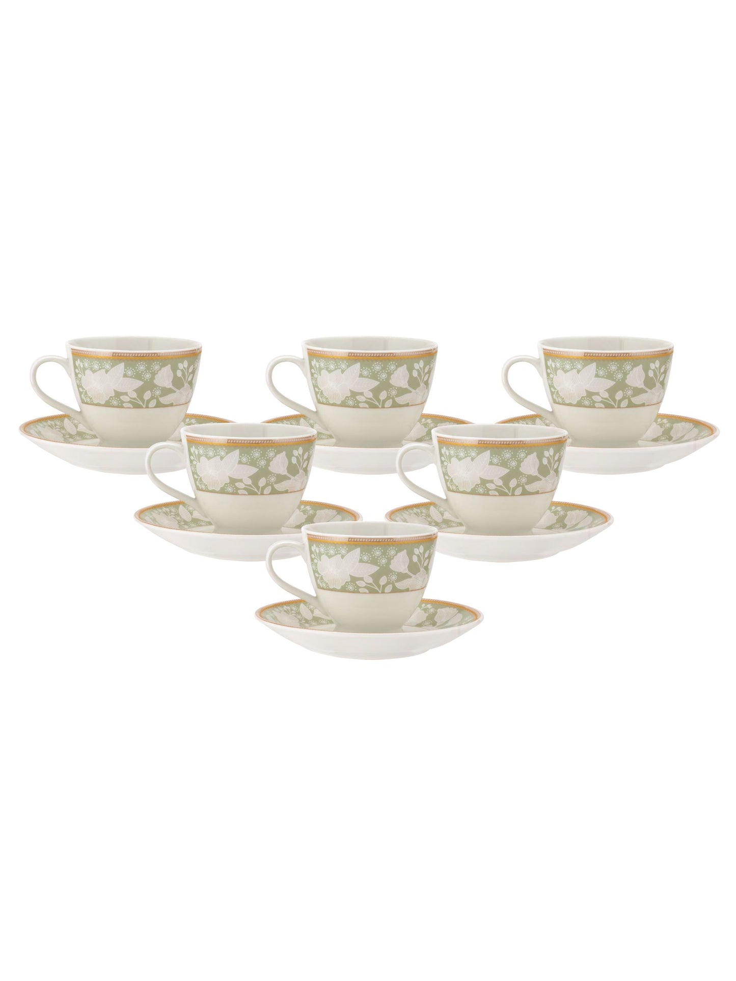 King Super Cup & Saucer, 160 ml, Set of 12 (6 Cups + 6 Saucers) (S387)