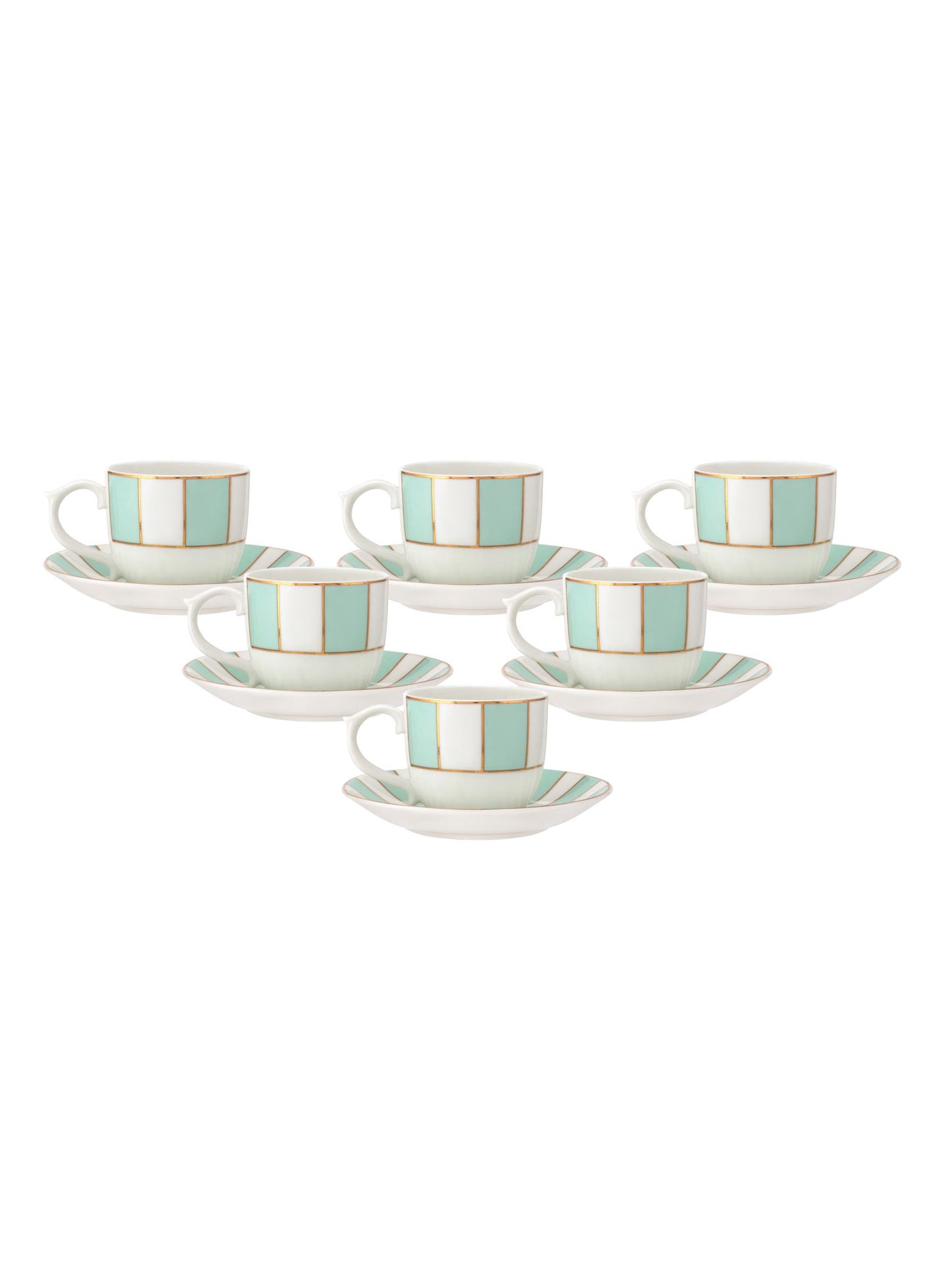 Maharani Noir Cup & Saucer, 210 ml, Set of 12 (6 Cups + 6 Saucers) (N405)