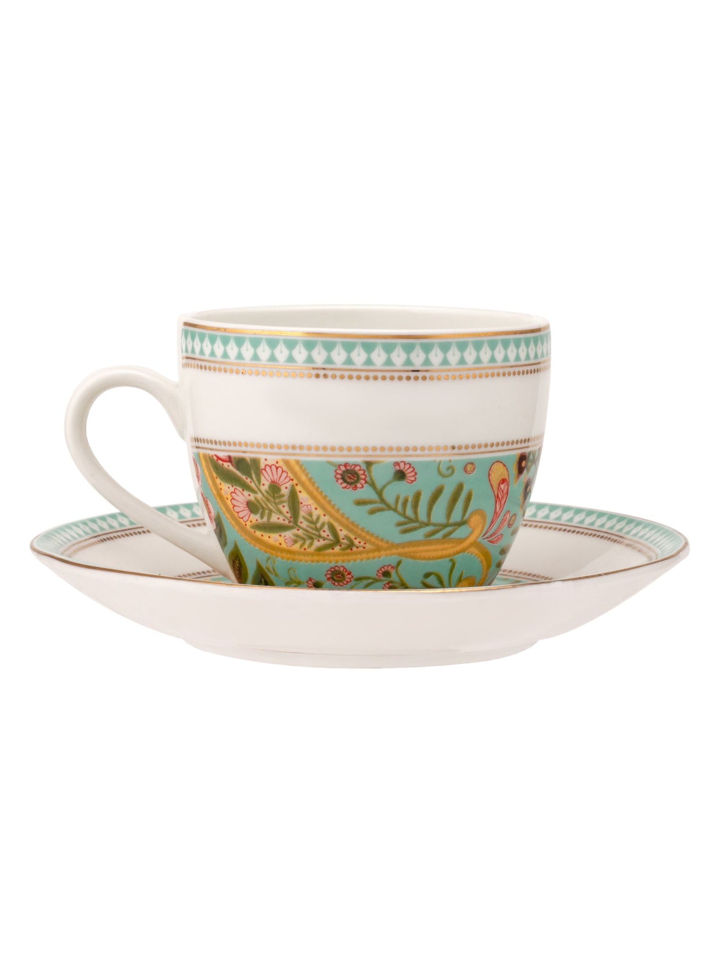 Cream Fiesta Cup & Saucer, 210 ml, Set of 12 (6 Cups + 6 Saucers) (FI802)