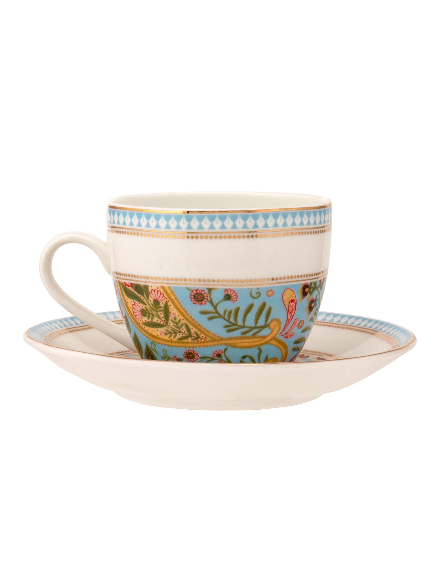 Cream Fiesta Cup & Saucer, 170 ml, Set of 12 (6 Cups + 6 Saucers) (FI803)
