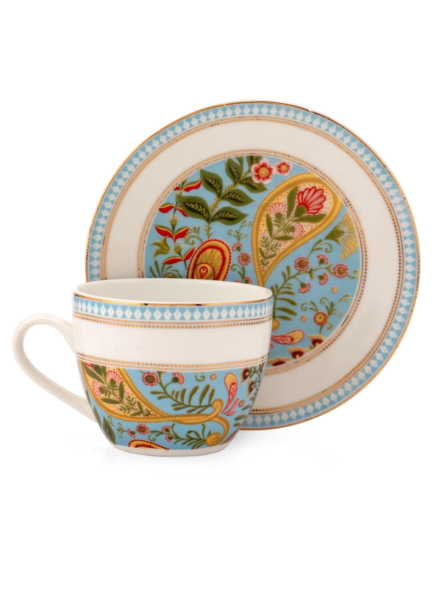 Cream Fiesta Cup & Saucer, 170 ml, Set of 12 (6 Cups + 6 Saucers) (FI803)
