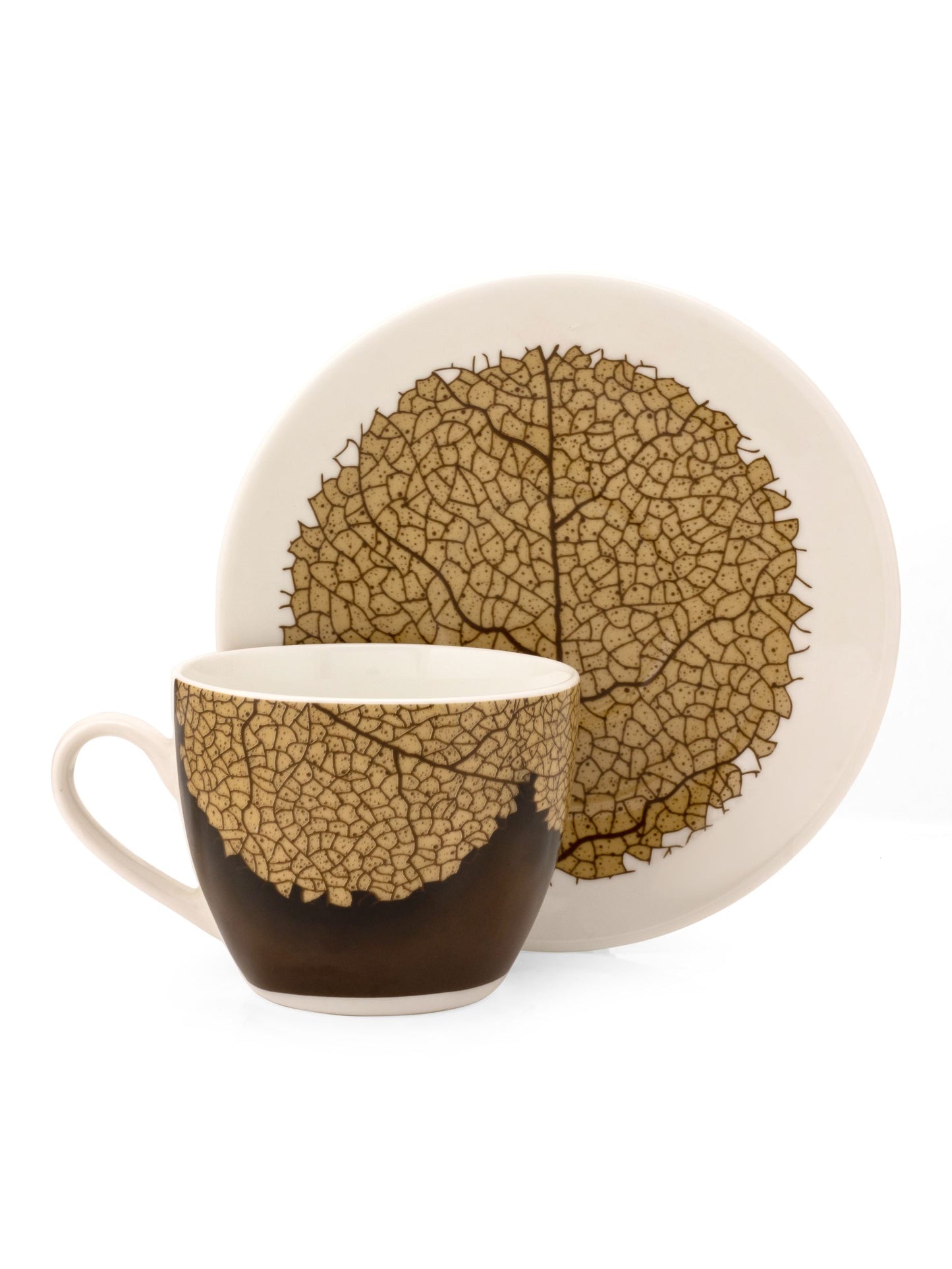 Cream Nature Cup & Saucer, 170 ml, Set of 12 (6 Cups + 6 Saucers) (342)
