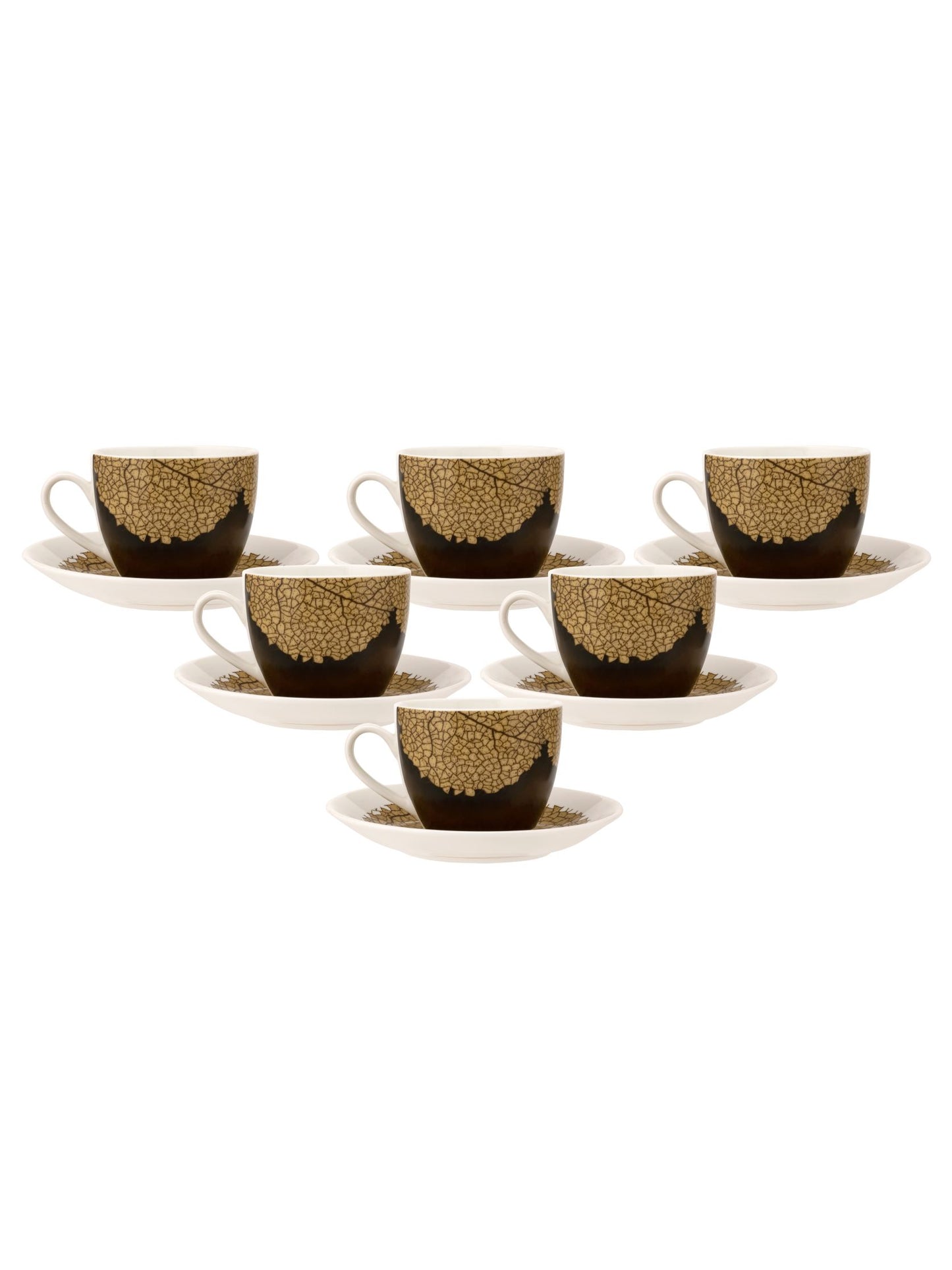 Cream Nature Cup & Saucer, 170 ml, Set of 12 (6 Cups + 6 Saucers) (342)