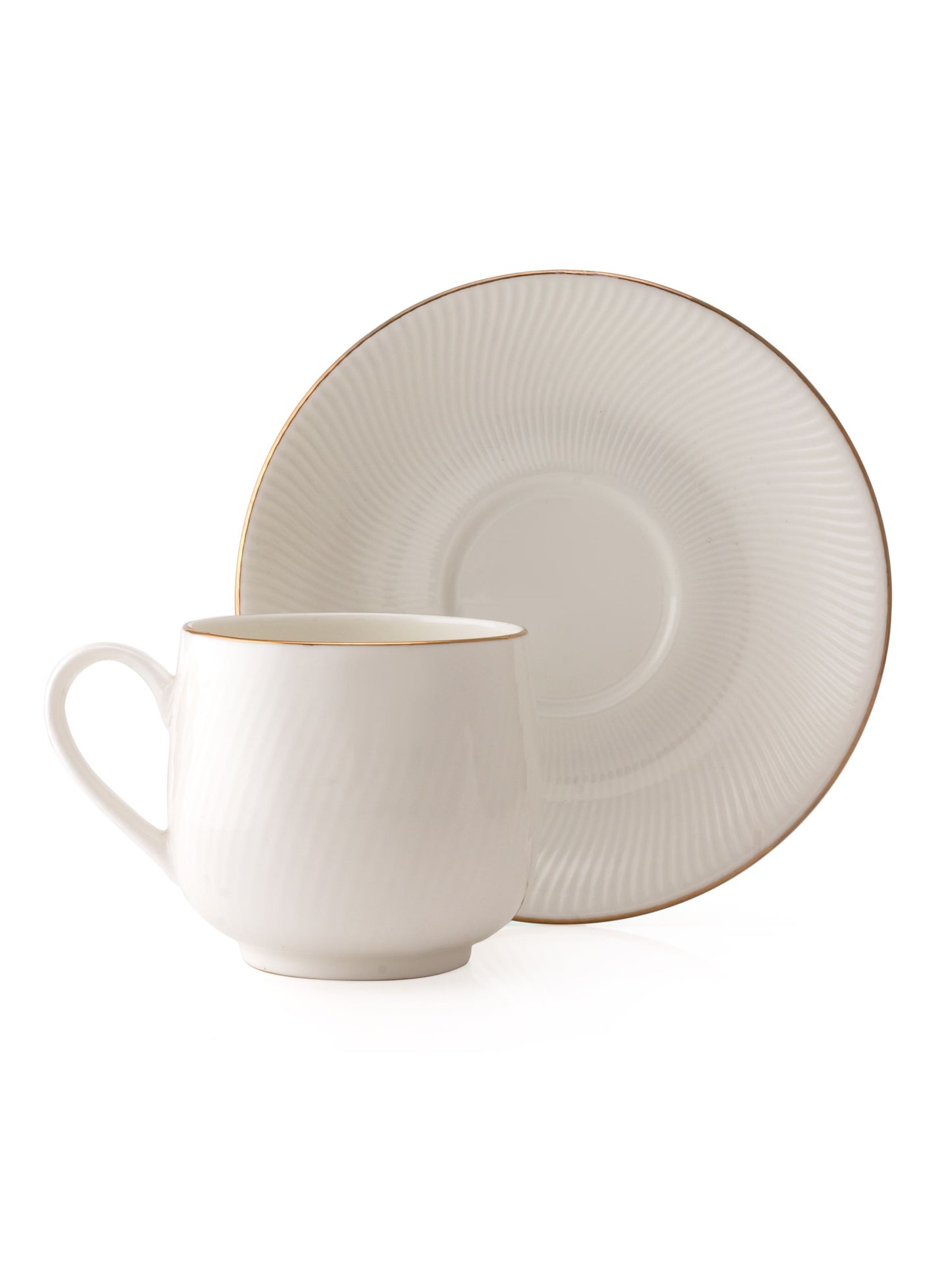 Twig Impression Cup & Saucer, 180ml, Set of 12 (6 Cups + 6 Saucers) (1101)