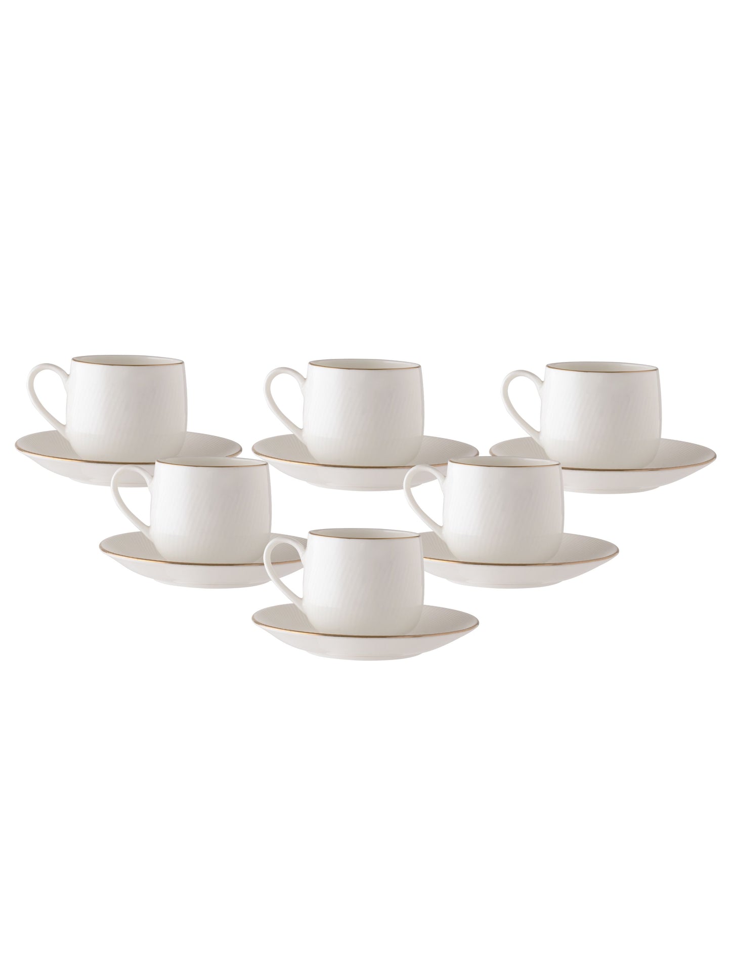 Twig Impression Cup & Saucer, 180ml, Set of 12 (6 Cups + 6 Saucers) (1101)