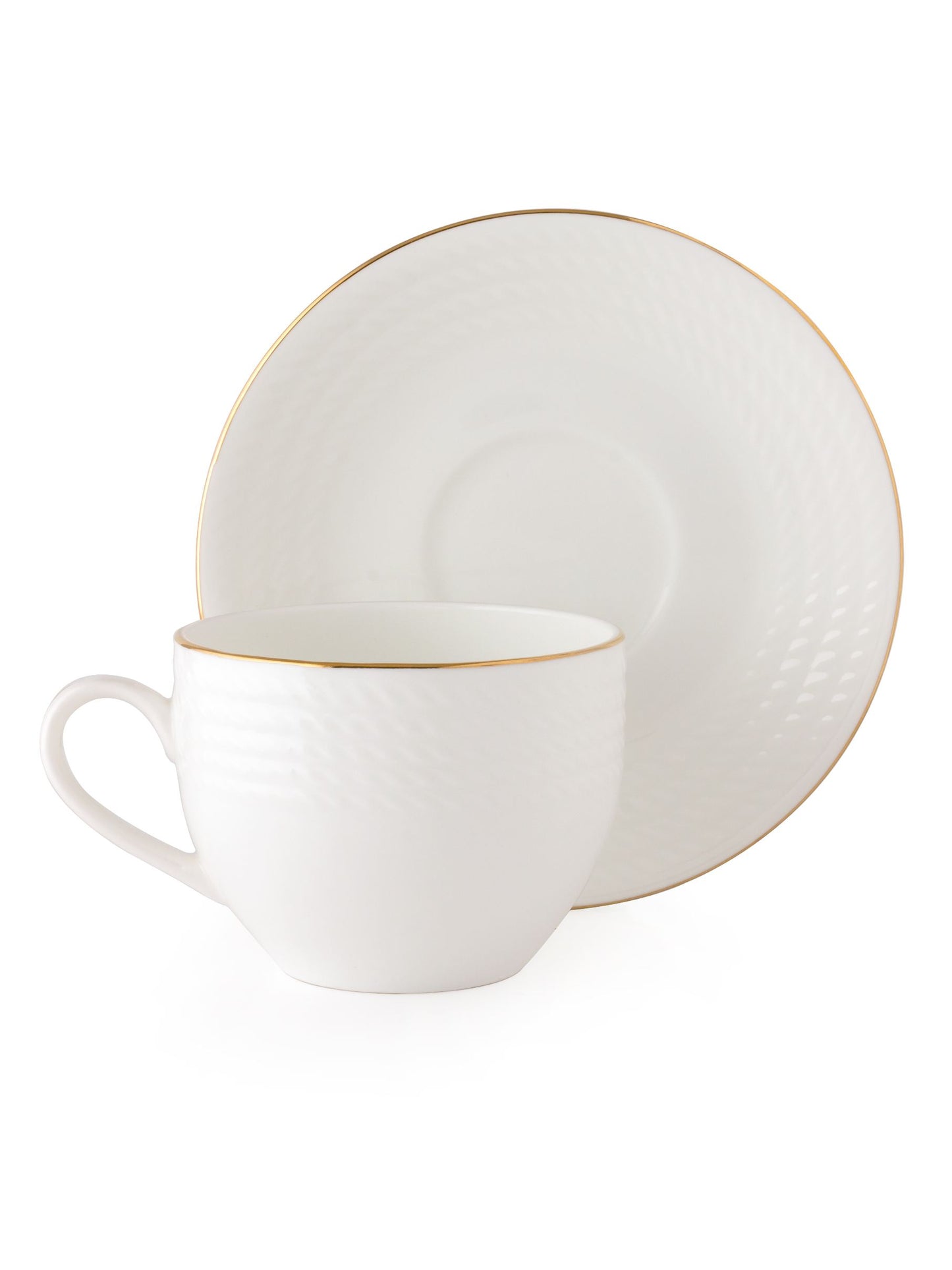 Rope Impression Cup & Saucer, 180ml, Set of 12 (6 Cups + 6 Saucers) (1101)