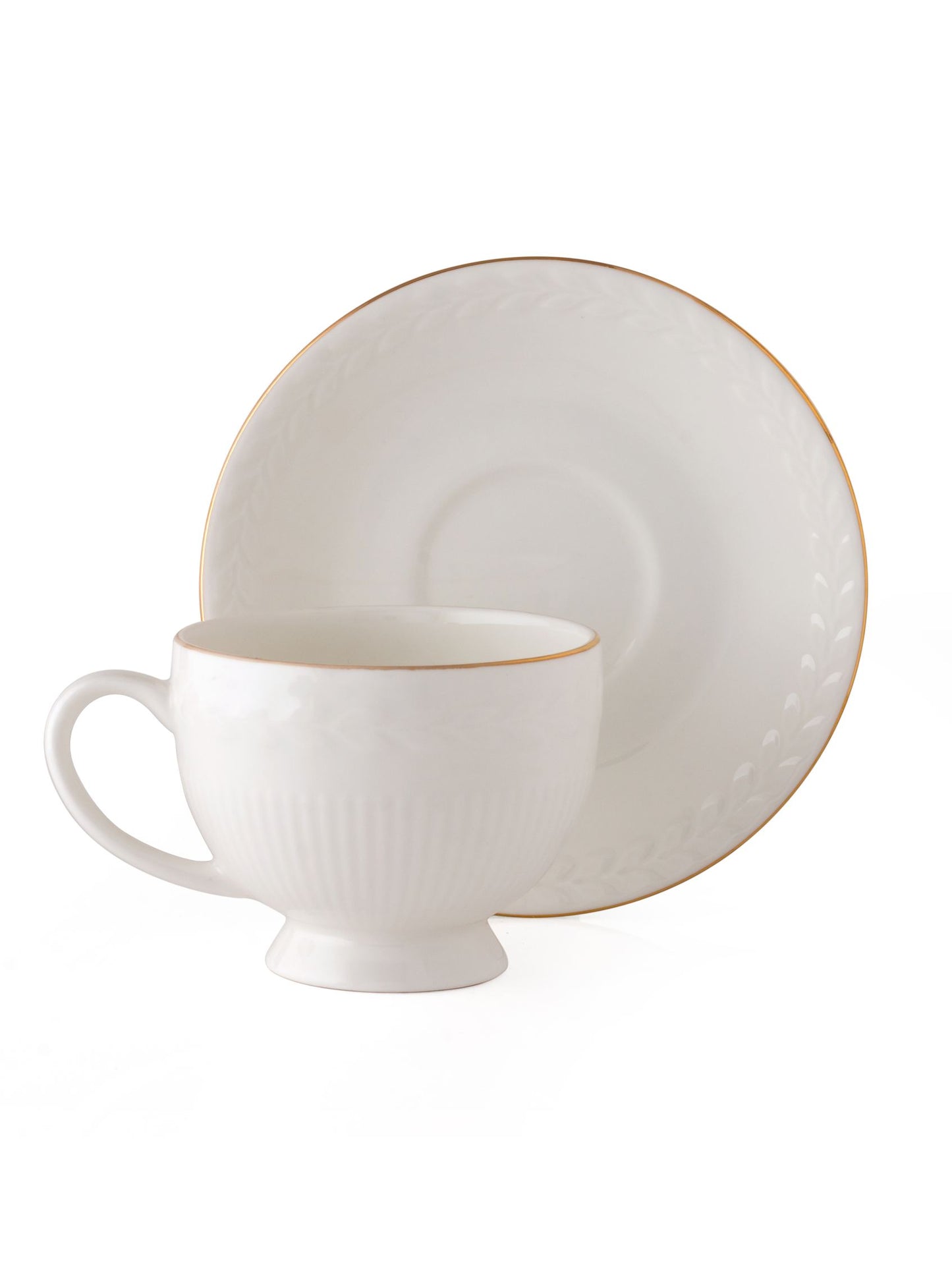 Snow Impression Cup & Saucer, 210ml, Set of 12 (6 Cups + 6 Saucers) (1101)