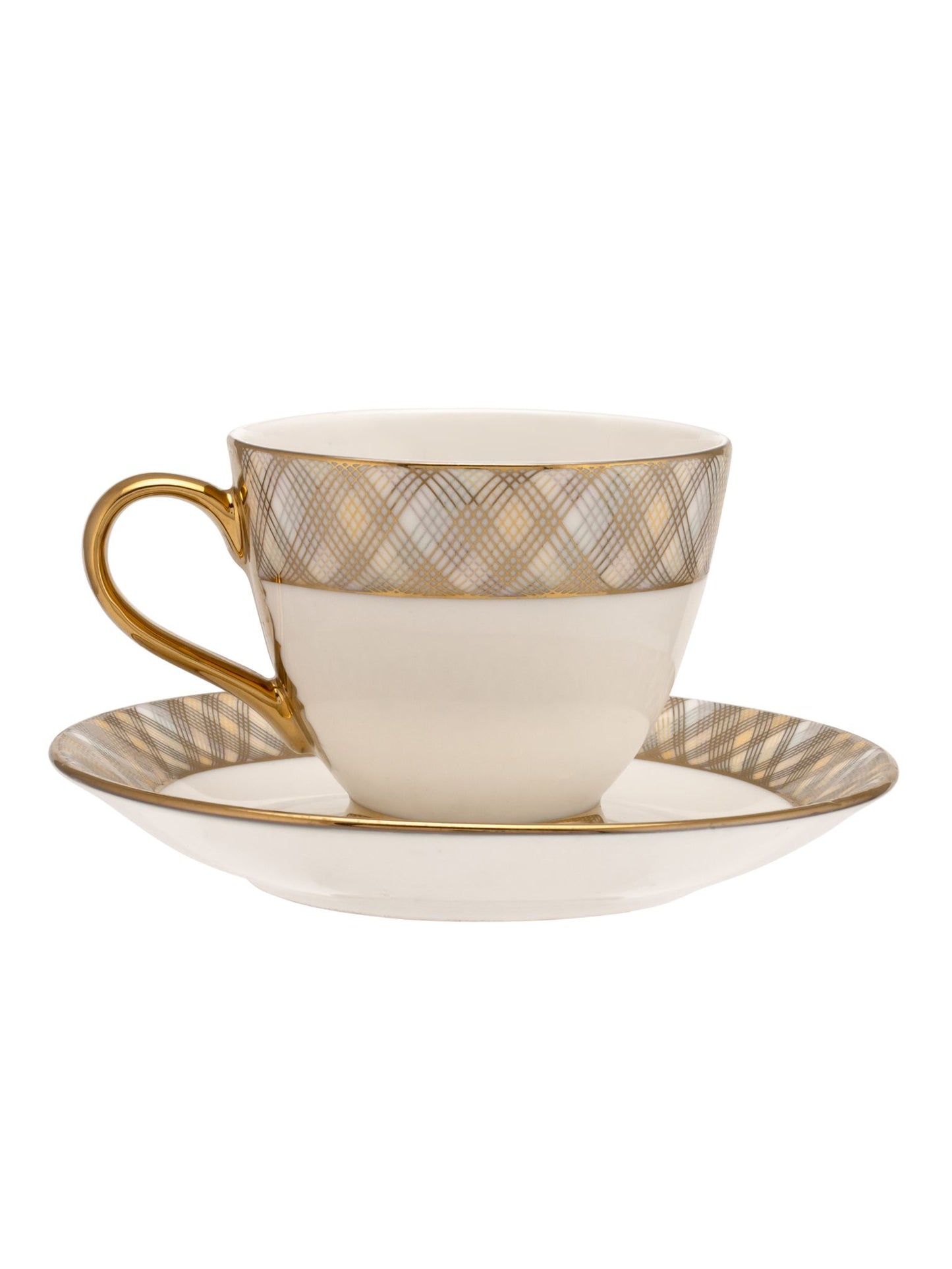 King Ebony Cup & Saucer, 160 ml, Set of 12 (6 Cups + 6 Saucers) (E601)