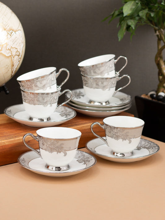 Georgian Ebony Cup & Saucer, 140 ml, Set of 12 (6 Cups + 6 Saucers) (E650)