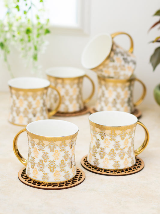 Diamond Ebony Coffee & Tea Mugs, 170ml, Set of 6 (E677)