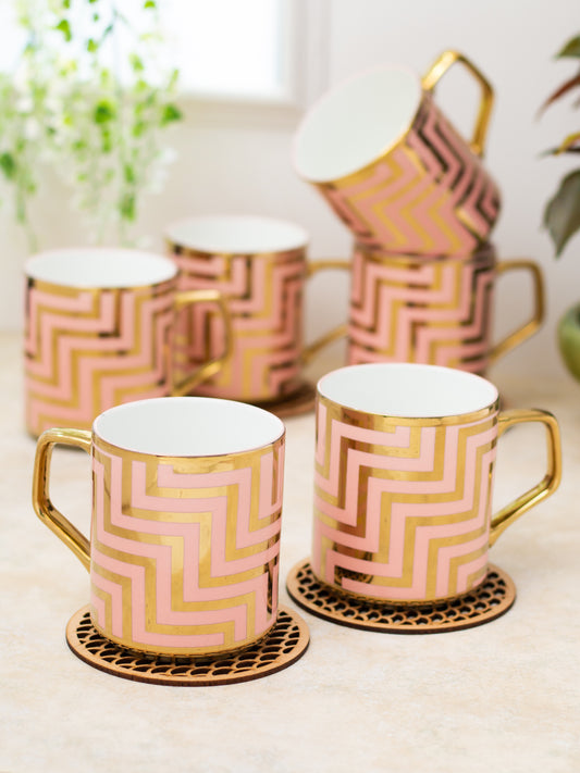Avishka Ebony Coffee & Tea Mugs, 240ml, Set of 6 (E601)