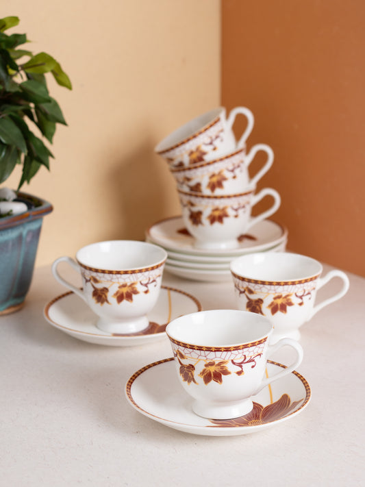 JCPL Georgian Super Cup & Saucer, 140ml, Set of 12 (6 Cups + 6 Saucers) (S360)