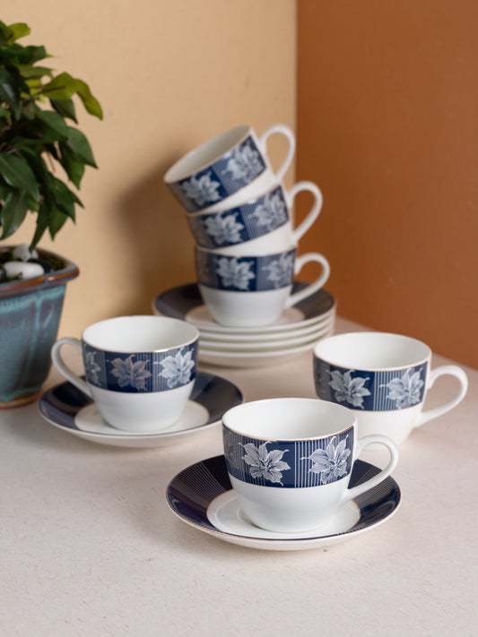 JCPL Cream Royal Cup & Saucer, 170ml, Set of 12 (6 Cups + 6 Saucers) (R419)