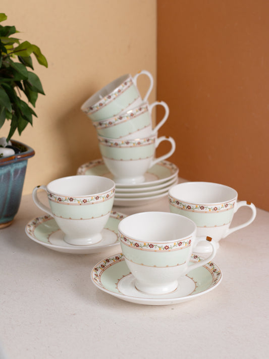 JCPL King Crysta Cup & Saucer, 160ml, Set of 12 (6 Cups + 6 Saucers) (CR402)