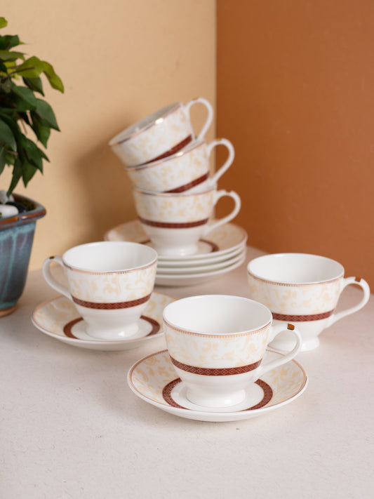 JCPL King Crysta Cup & Saucer, 160ml, Set of 12 (6 Cups + 6 Saucers) (CR403)