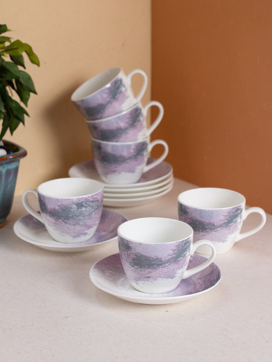 JCPL Cream Lava Cup & Saucer, 170ml, Set of 12 (6 Cups + 6 Saucers) (L9)