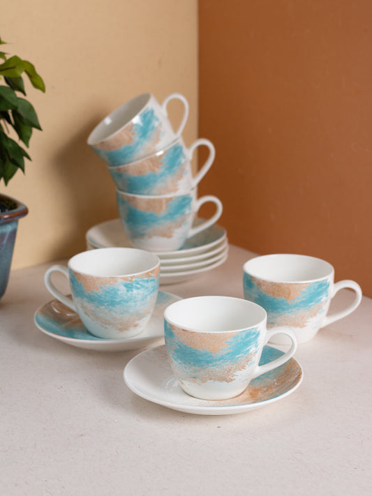 JCPL Cream Lava Cup & Saucer, 170ml, Set of 12 (6 Cups + 6 Saucers) (L11)