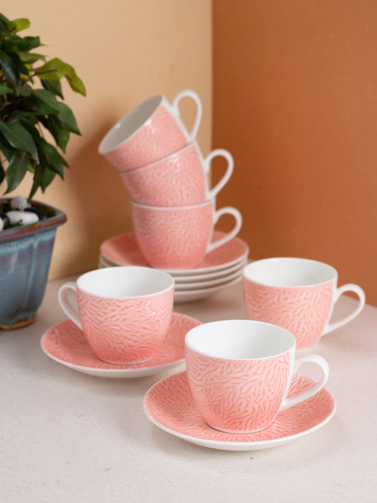 JCPL Cream Vanilla Cup & Saucer, 170ml, Set of 12 (6 Cups + 6 Saucers) (V412)