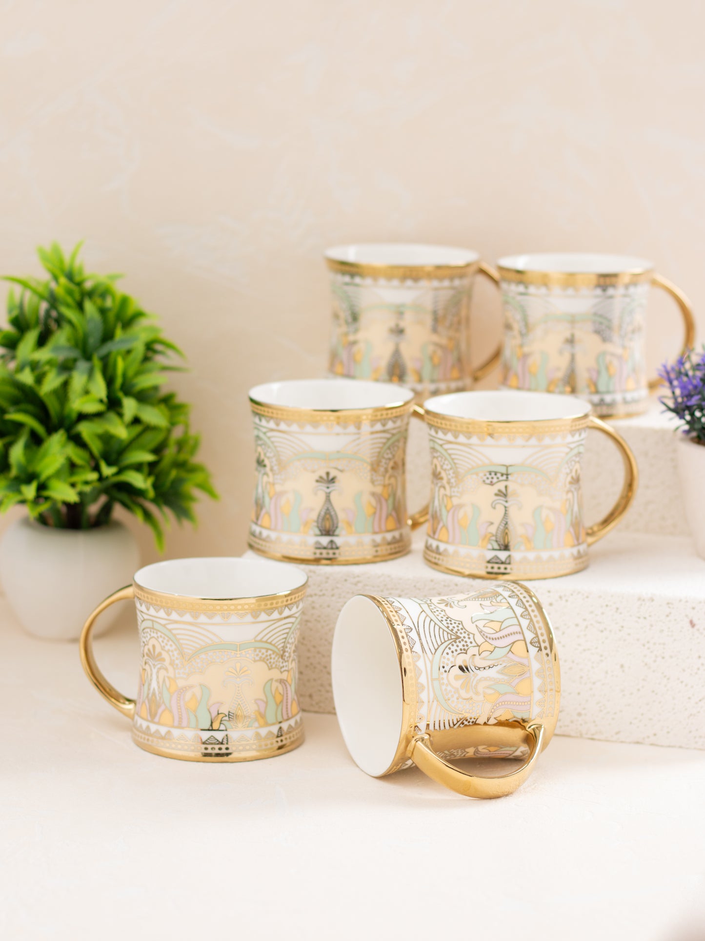 JCPL Diamond Ebony Coffee & Tea Mug Set of 6 (E610)
