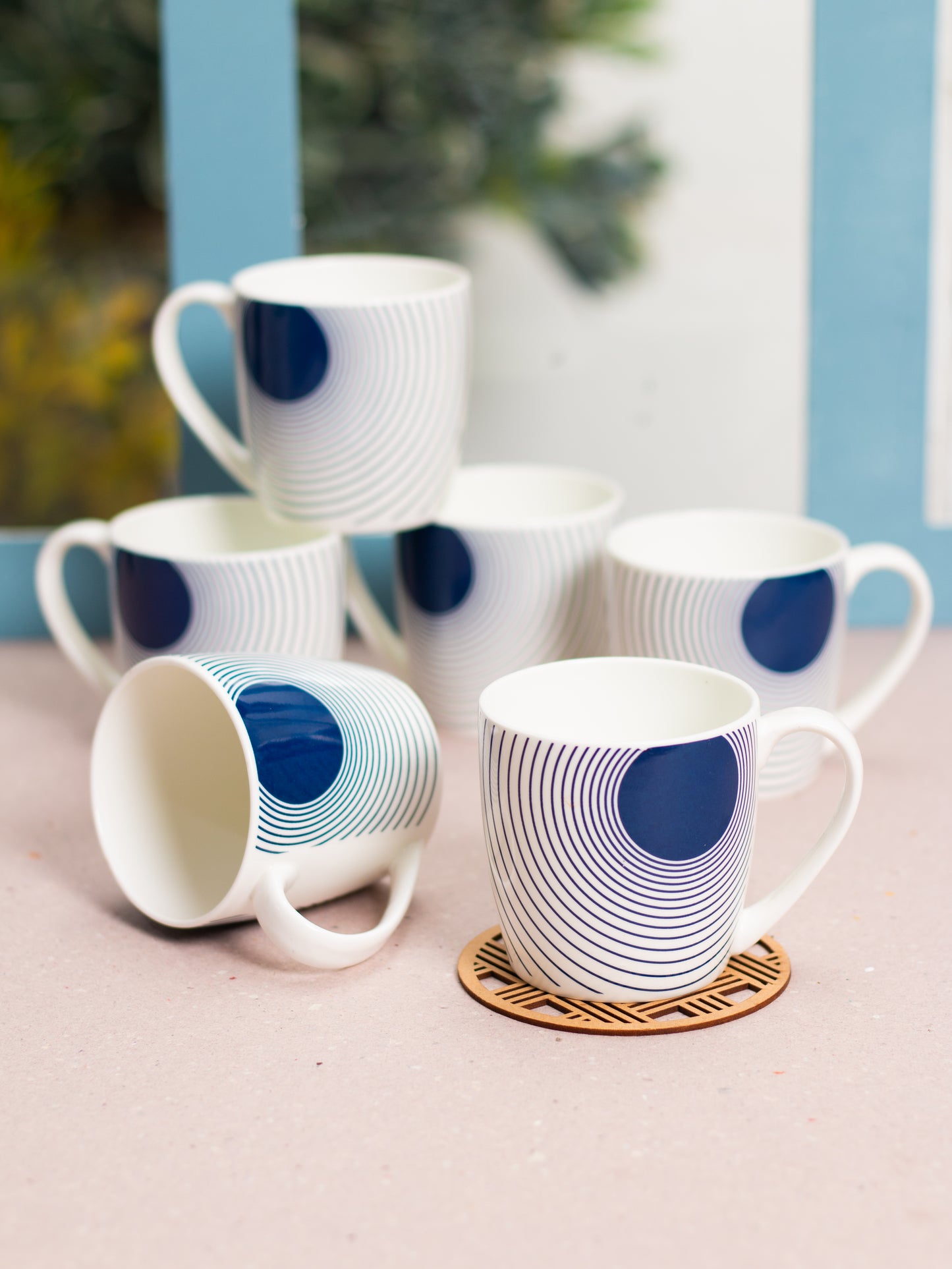 JCPL Alton Hilton Blue  Coffee & Tea Mug Set of 6 (332)