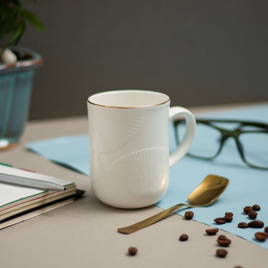 JCPL Marina Kohinoor Coffee/ Milk Mug, 2 Piece, 290ml, with Goldline