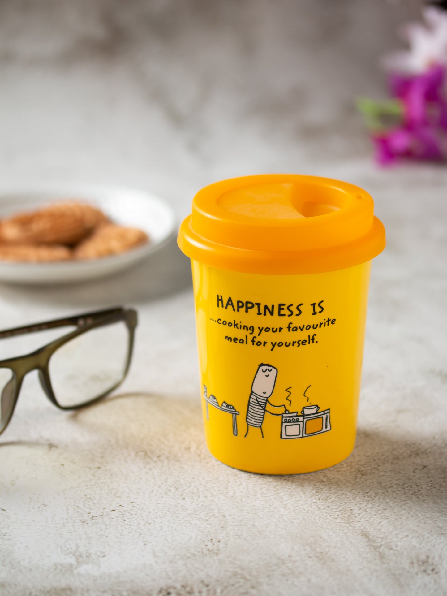 Happiness Travel Small Coffee & Milk Mug, 300 ml, 1 Piece