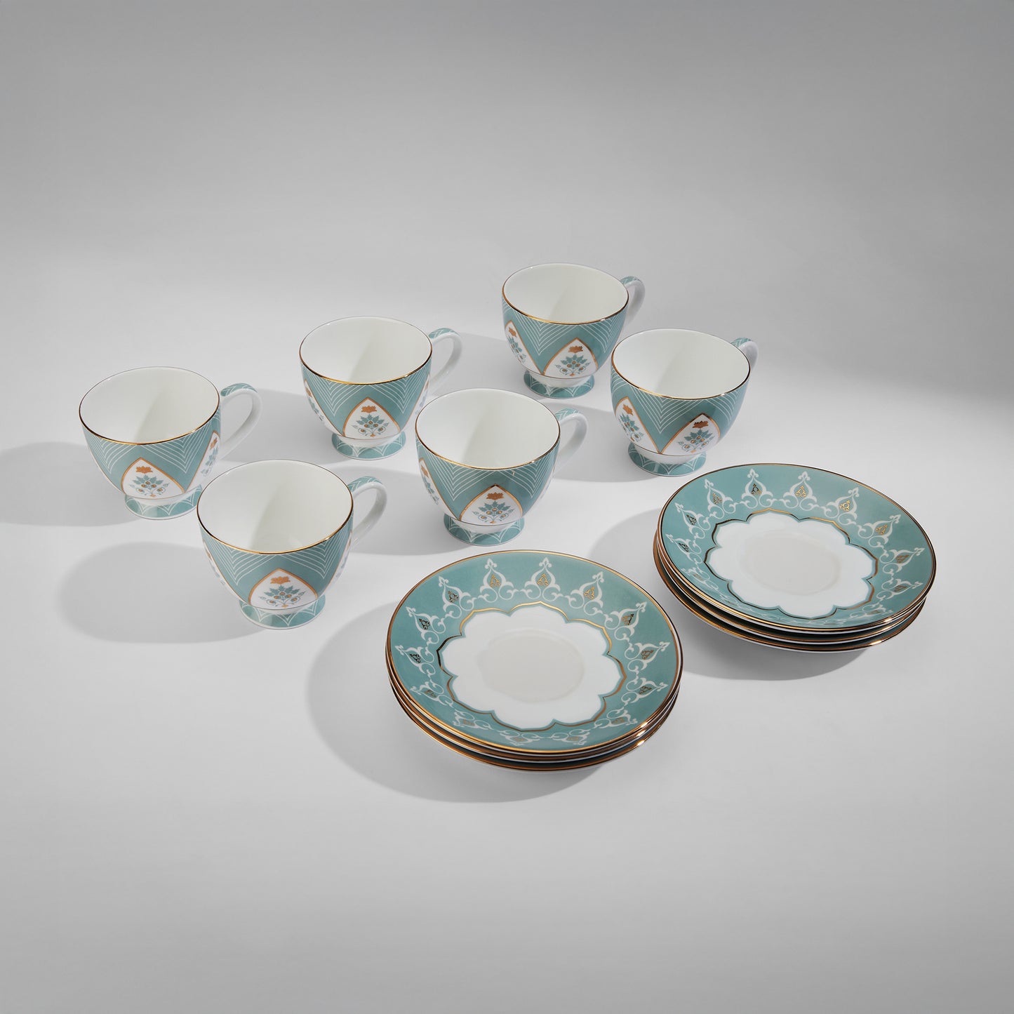 India Circus Regal Romance Olive Cup Saucer Set of 12 Pcs