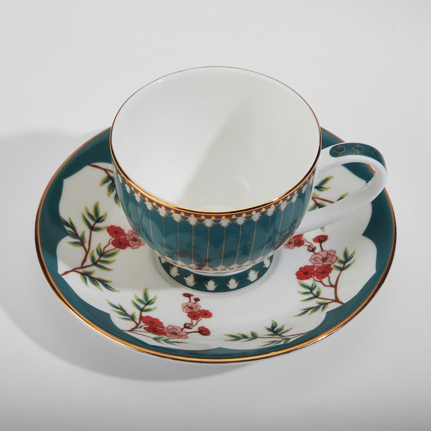 India Circus Grandeur Greens Olive Cup Saucer Set of 12 Pcs