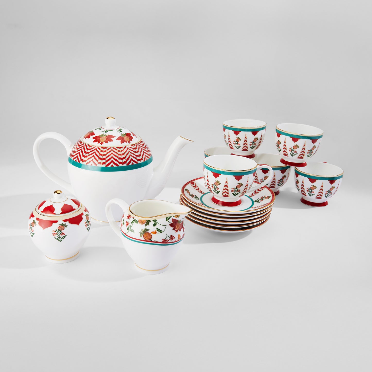 India Circus Blushed Orchard Olive Tea Set