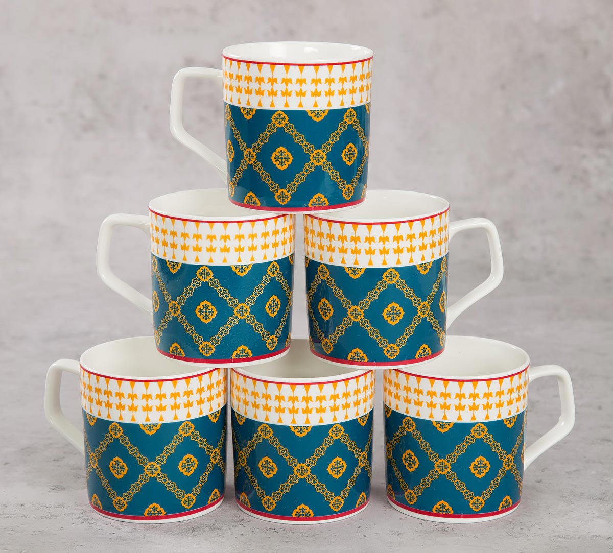 India Circus Swirling Safari Coffee & Tea Mug Set of 6, 200ml