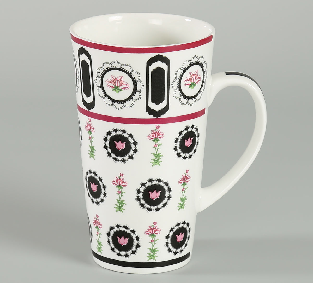 India Circus Appliqued Harmony Conical Tall Milk/ Coffee Mugs 600ml Set of 2