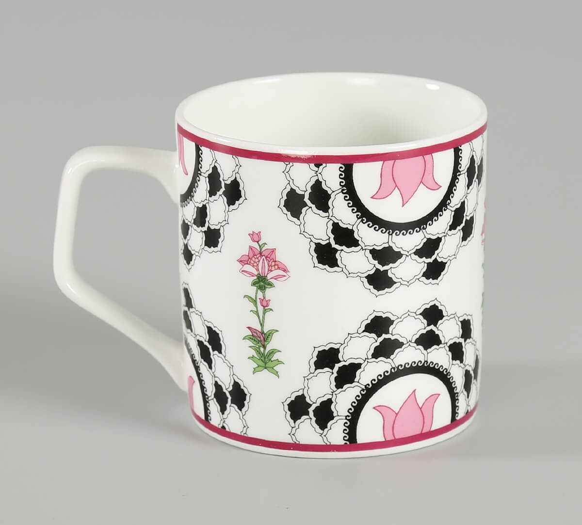 India Circus Black Garden Coffee & Tea Mug Set of 6, 200ml Each