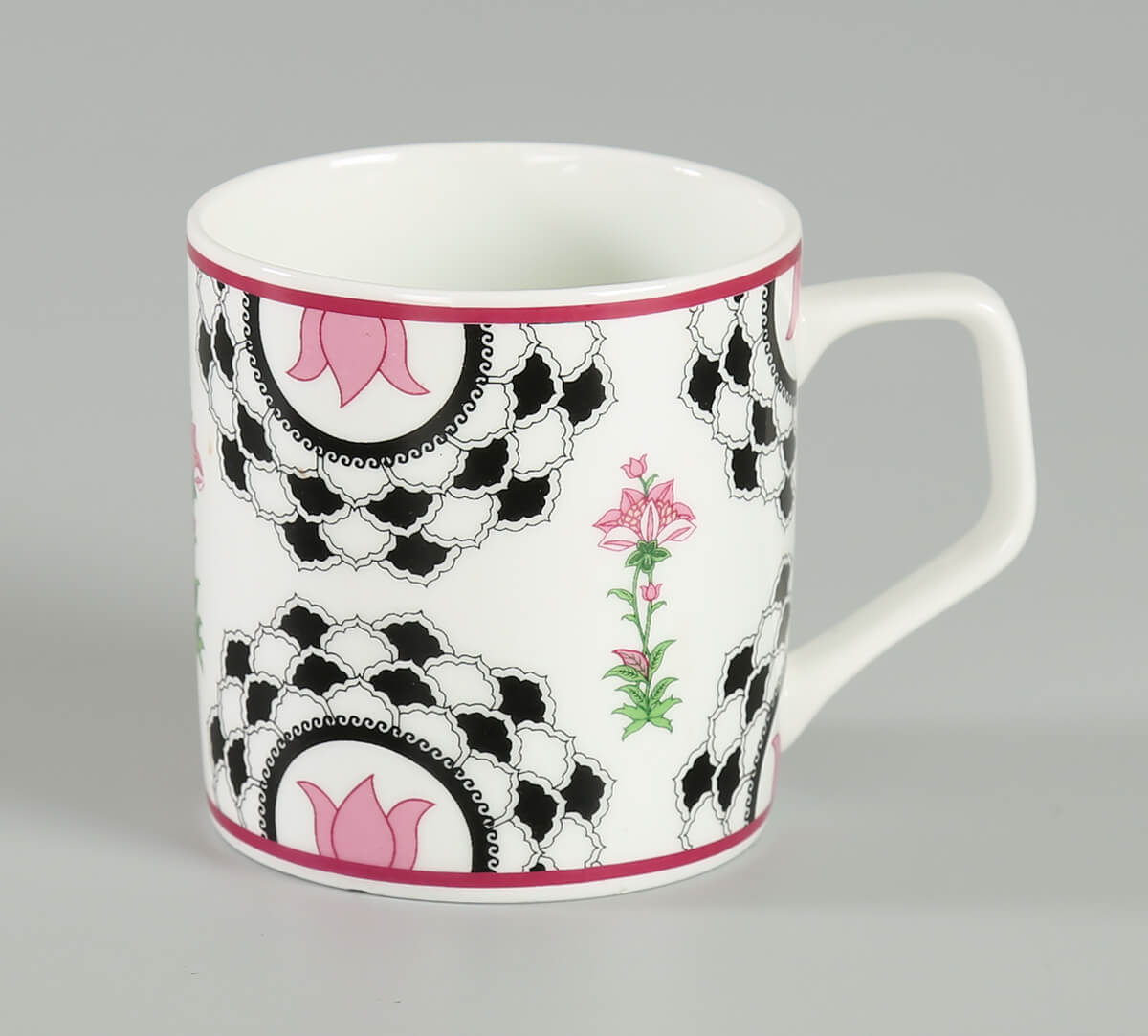 India Circus Black Garden Coffee & Tea Mug Set of 6, 200ml Each