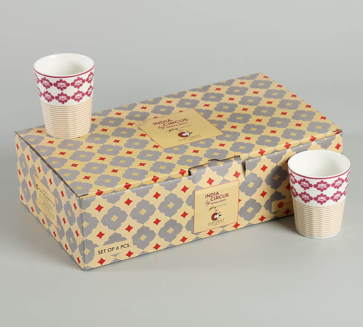 India Circus Verdure Mystery Tea Cup/ Chai Glass/ Cutting Chai Tumblers 140ml (Set of 6)