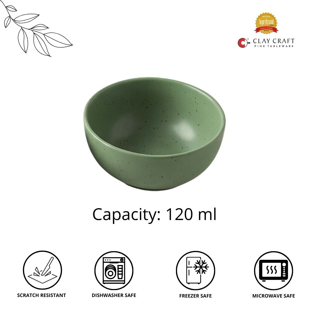 JCPL Fine Porcelain Medium Veg Bowl for Family of 12 | Green Solid | Matte Finish Home, Office & Gifting (12 Pieces)