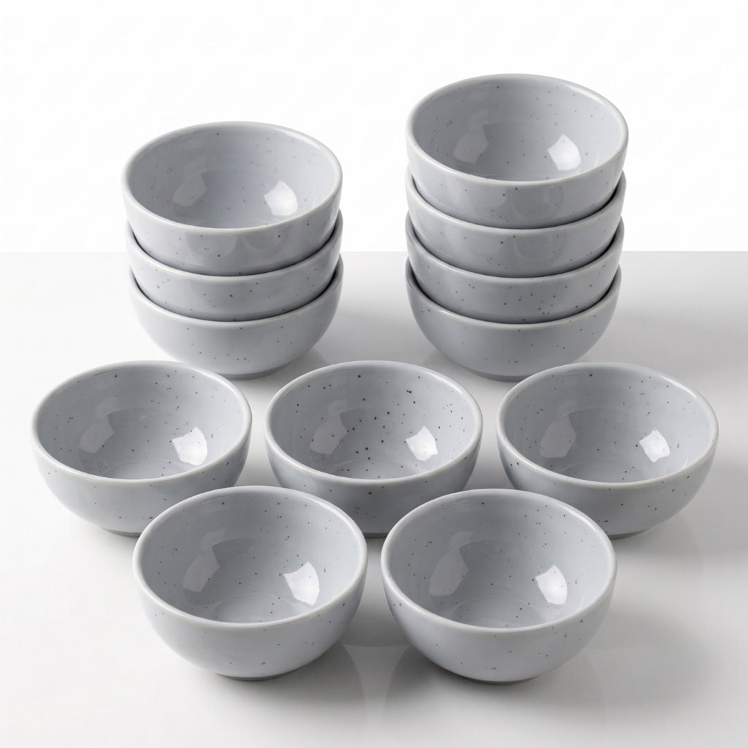JCPL Fine Porcelain Medium Veg Bowl for Family of 12 | Green Solid | Matte Finish Home, Office & Gifting (12 Pieces)