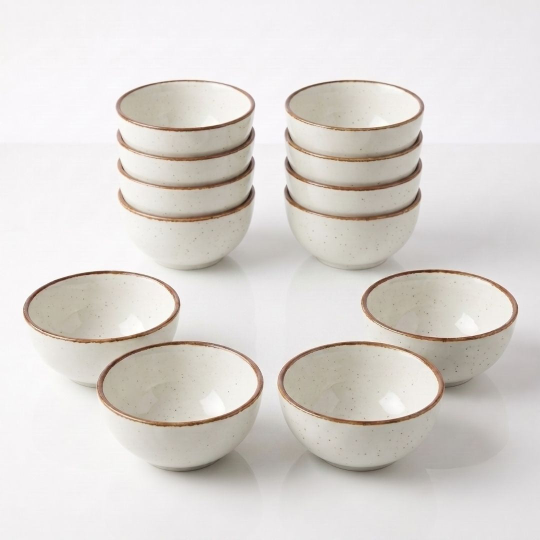 JCPL Fine Porcelain Medium Veg Bowl for Family of 12 | Green Solid | Matte Finish Home, Office & Gifting (12 Pieces)