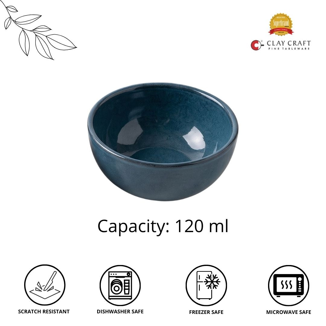 JCPL Fine Porcelain Medium Veg Bowl for Family of 12 | Blue Solid | Glossy Finish Home, Office & Gifting (12 Pieces)