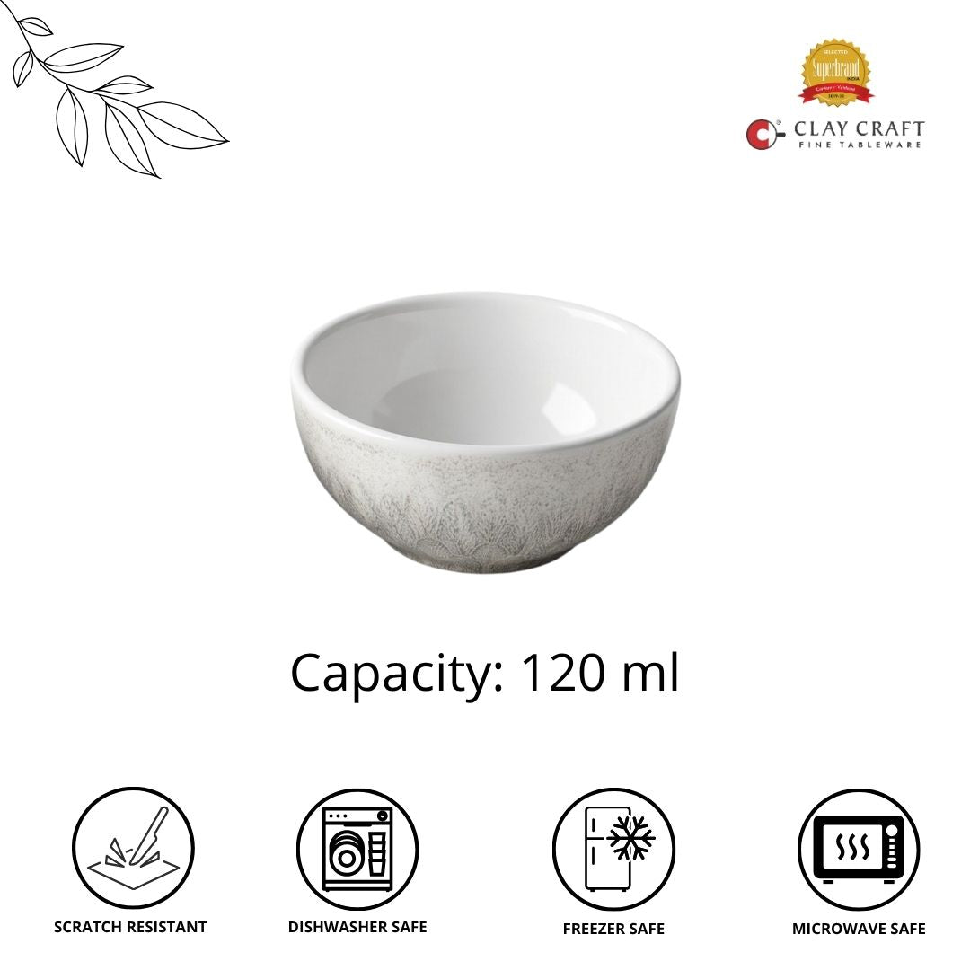 JCPL Fine Porcelain Medium Veg Bowl for Family of 12 | Aroma Textures | Glossy Finish Home, Office & Gifting (12 Pieces)