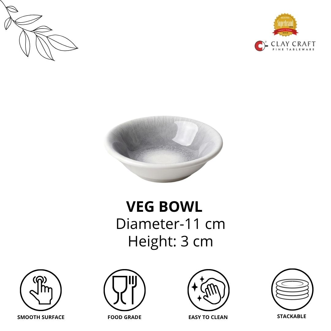 JCPL Fine Porcelain Medium Veg Bowl for Family of 12 | Sway Textures | Glossy Finish Home, Office & Gifting (12 Pieces)