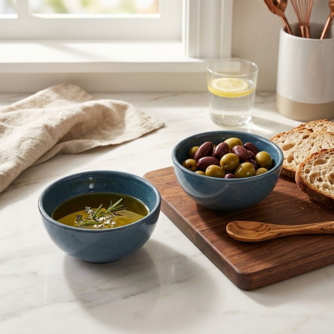 JCPL Fine Porcelain Medium Veg Bowl for Family of 6 | Blue Solid | Glossy Finish Home, Office & Gifting (6 Pieces)