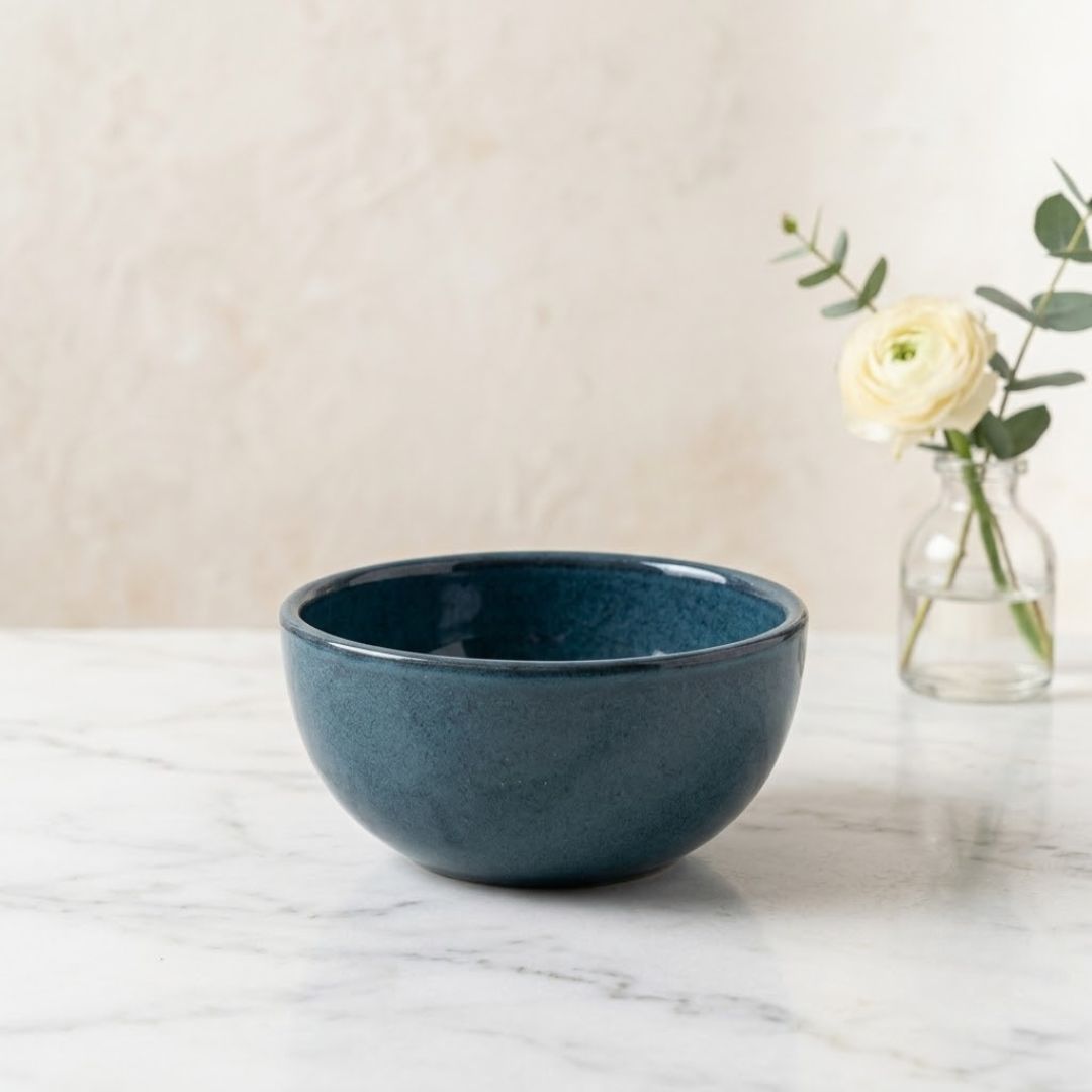 JCPL Fine Porcelain Medium Veg Bowl for Family of 6 | Blue Solid | Glossy Finish Home, Office & Gifting (6 Pieces)