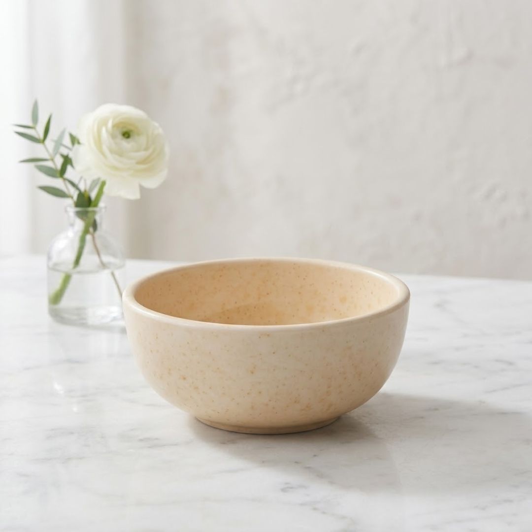 JCPL Fine Porcelain Medium Veg Bowl for Family of 6 | Peach Solid | Glossy Finish Home, Office & Gifting (6 Pieces)
