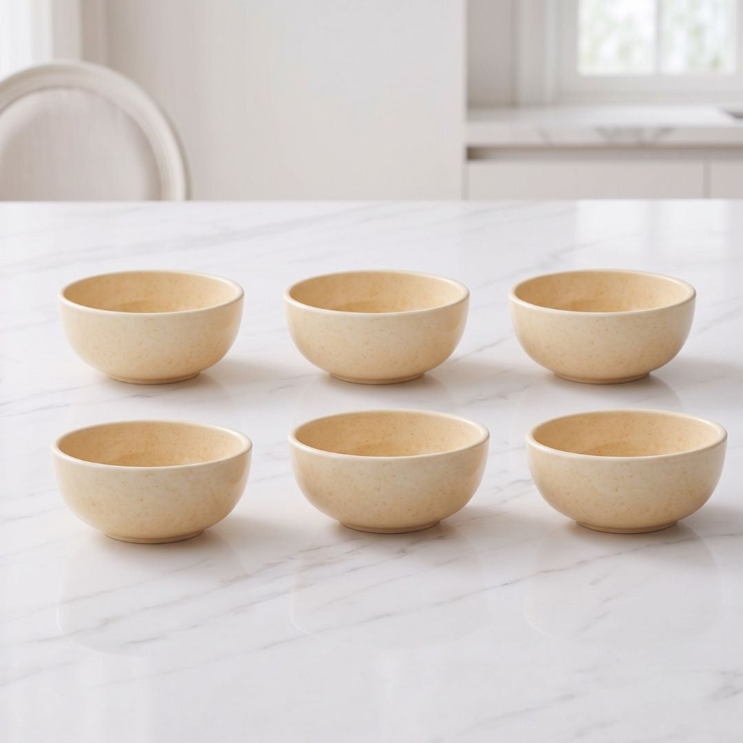 JCPL Fine Porcelain Medium Veg Bowl for Family of 6 | Peach Solid | Glossy Finish Home, Office & Gifting (6 Pieces)